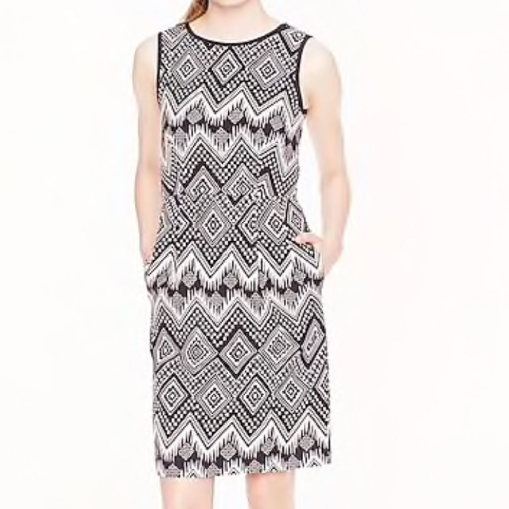 J. Crew Diamond Ikat Black Cream Dress
